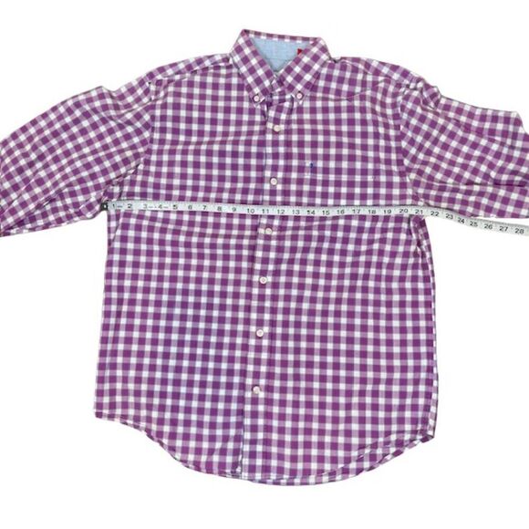 IZOD Men's Purple Checked Button Down Shirt Contrast Cuff Size Medium - Picture 3 of 10